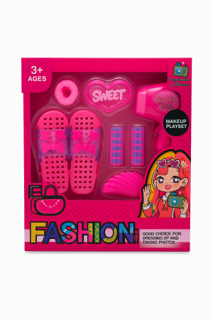 Seturi infrumusetare, doctor si bucatarie - Set Fashion Makeup Playset pentru Fetite – Papuci, Uscator Jucarie si Accesorii, 25.5x19.5 cm, 3+