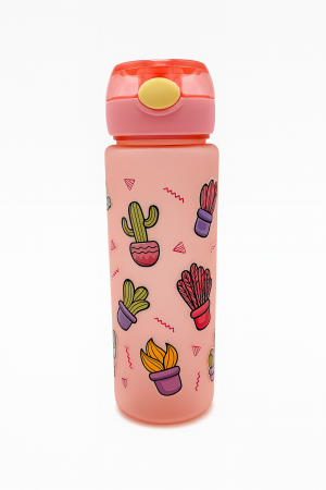 Jucarii Diverse - Sticla Kids Cactus Pink 500ml – Model Termo cu Pai si Design Amuzant