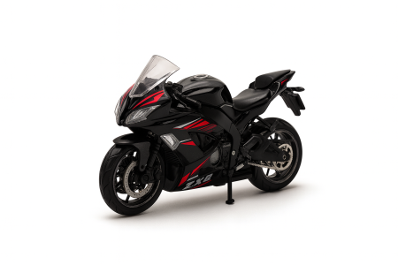 Machete si jucarii de metal - Motocicleta Metalica Die-Cast – Model Sport ZX8 Negru cu Rosu, 19x9 cm