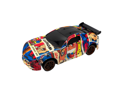 Jucarii interactive - Masina Sport Comic 24x10 cm cu Baterii – Lumini, Sunete si Miscare, Design Pop Art