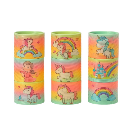 Jucarii antistres si senzoriale - Set 12 Springuri Rainbow cu Unicorni – Jucarie Colorata pentru Copii