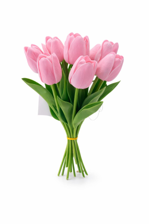 Flori Artificiale - Set 10 lalele artificiale roz delicat soft touch, fir individual 33cm