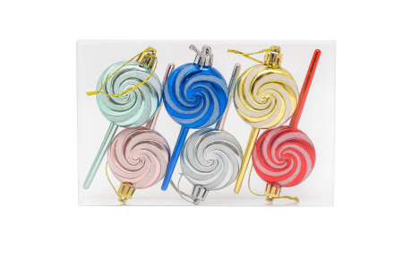 Globuri - Set Globuri Craciun Acadea Multicolore 6 buc Ornament Brad Candy, 17.5x12cm