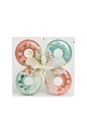 Globuri - Set Globuri Craciun Tip Donut Diverse Culori cu Sclipici 4 buc, 13.5x13.5cm