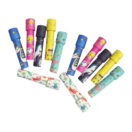 Jucarii antistres si senzoriale - Set de 12 Kaleidoscop pentru copii – modele animale & unicorn, culori mixte
