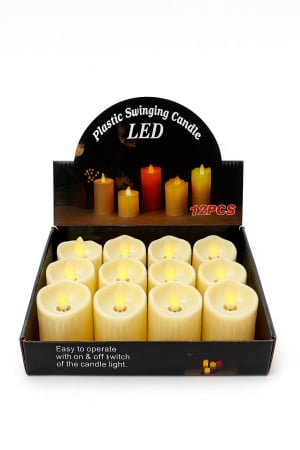 Decoratiuni luminoase de Craciun - Lumanare decorativa LED tip stalp, flacara oscilanta, 7cm, baterii incluse