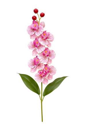 Idei de Cadouri - Orhidee artificiala eleganta verde deschis cu accente violet, 6 flori, 60 cm