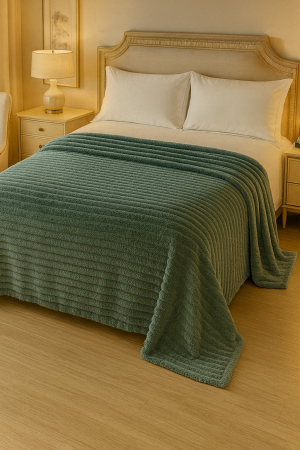 Paturi cocolino - Patura Pufoasa Verde 200x230 cm – Cocolino Sherpa, Groasa, Ultra Moale