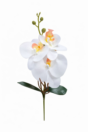 Idei de Cadouri - Orhidee Artificiala Alba Eleganta, 3 Flori cu Boboci, Aspect Natural, Inaltime 37 cm