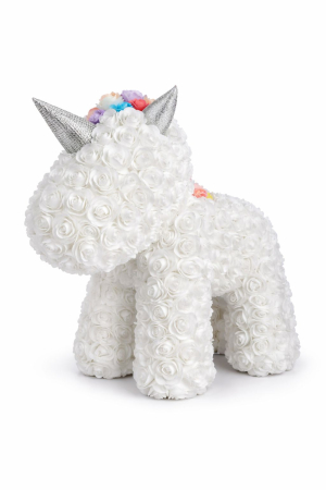 Aranjamente florale - Figurina decorativa din trandafiri din spuma alba, cadou floral premium