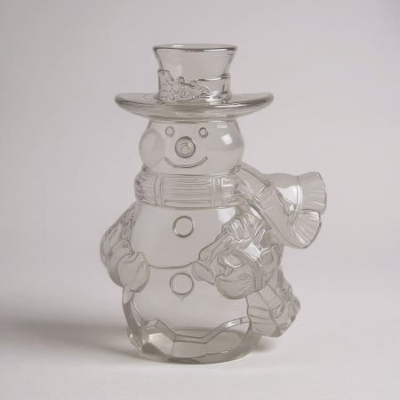 Articole pentru Craciun - Om de zapada decorativ transparent cu lumini LED – baterii incluse, 9.5x5cm