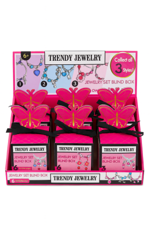 Jucarii surpriza - Blind Box 6 Set Bijuterii Pentru Fetite – Coliere Surpriza, 3 Stiluri, Cutie Cadou 15x9 cm