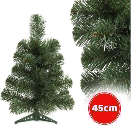 Articole pentru Craciun - Brad artificial 45 cm cu 35 crengi si suport plastic – In cutie cu tematica de craciun