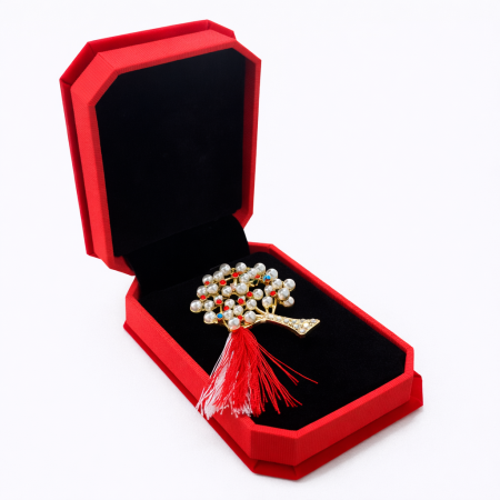 Martisoare - Brosa Martisor Copacul Vietii cu Perle si Snur Traditional