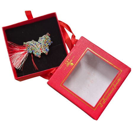 Martisoare - Brosa Fluture Martisor cu Strasuri Multicolore in Cutie Cadou
