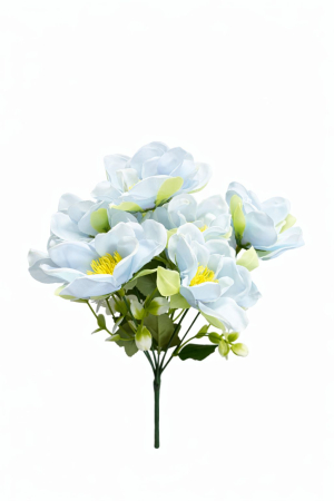 Idei de Cadouri - Buchet flori artificiale, 7 Bujori si flori decorative, 30 cm, Bleu