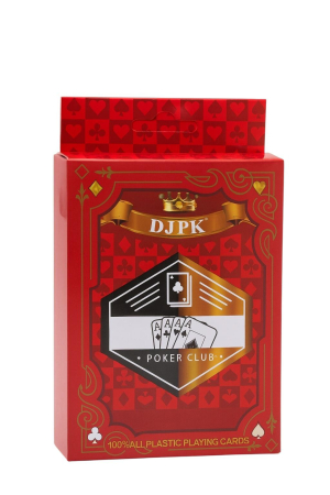 Jocuri Clasice - Carti de Joc Profesionale 100% Plastic Poker Club – Pachet Unic Rosu Index Jumbo