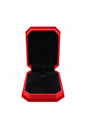 Cutii Bijuterii - Cutie octogonala catifea rosie 7.5x10x3.5 cm cu interior negru, pentru bijuterii sau martisor