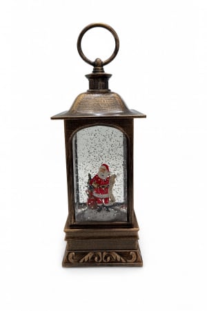 Decoratiuni luminoase de Craciun - Felinar decorativ Craciun cu lumini LED si colinde, functional pe baterii si acumulator, 27.5x11.5x11.5cm