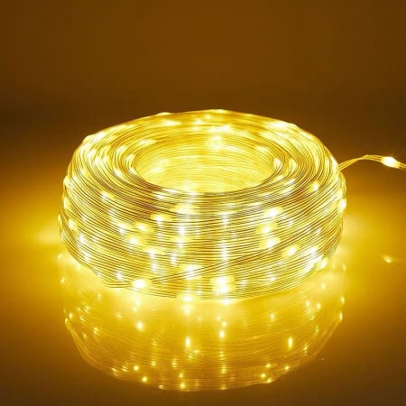 Instalatii tip ploaie, perdea, franjuri - Instalatie LED sir 100 metri, 800LED-uri, galbena, tip banda cu led turnat, EnGross