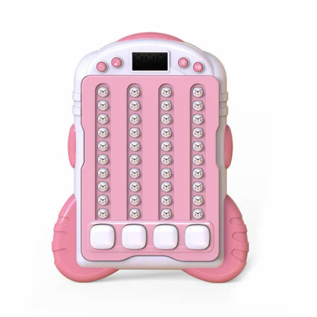 Jocuri si Jucarii - Joc Interactiv Rhythm Lumini Sunete – Jucarie Reflexe Rapide Afisaj Digital Roz Alb