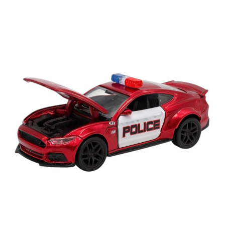 Machete si jucarii de metal - Masinuta Metalica SuperSport Police Rosie – Scara 1:36 Pull Back Kapota Activa Lumini Sunete Copii 3+