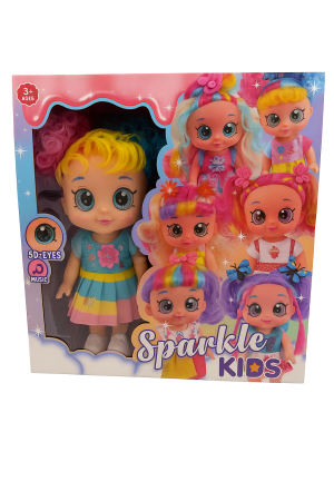 Papusi si accesorii - Papusa Sparkle Kids cu ochi mari SD-Eyes si functie muzicala, model colorat, 3+ ani