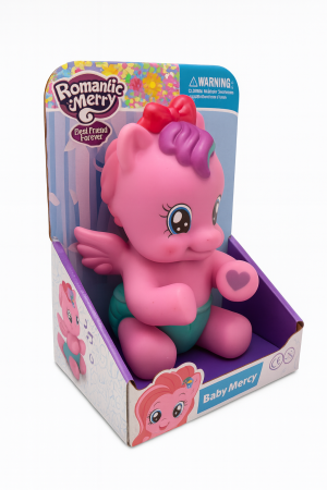 Papusi si accesorii - Ponei Roz Baby Merry Romantic Merry – Jucarie Pentru Copii, Figurina 21x14 cm, Model Unicorn Cu Aripi