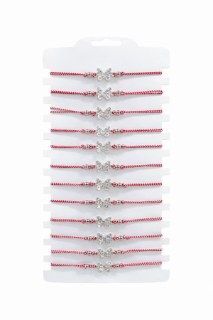 Bratara Martisor - Set 12 bratari Martisor reglabile, Fluture cu cristale, Cadou 1 Martie