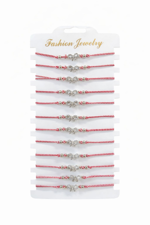 Bratara Martisor - Set 12 bratari Martisor reglabile, Funda cu cristale, Cadou 1 Martie