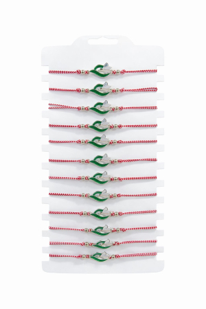 Martisoare - Set 12 bratari Martisor reglabile, Ghiocel, Cadou 1 Martie