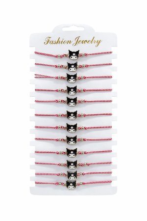 Martisoare copii - Set 12 bratari Martisor reglabile, Kuromi, Cadou 1 Martie copii