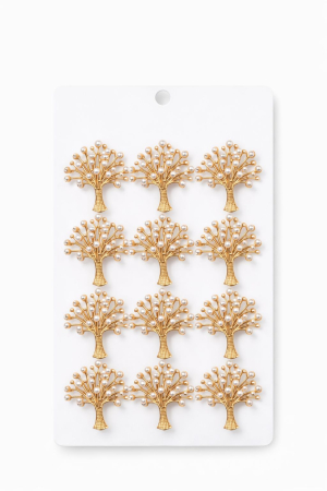 Martisoare - Set 12 brose Martisor pe carton prezentare, 17x10 cm, Cadou 1 Martie, Copacul vietii