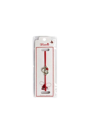 Bratara Martisor - Set 24 bratari martisor 12x3 cm snur rosu cu charm cos festiv, cadou primavara