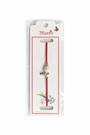 Bratara Martisor - Set 24 bratari martisor 12x3 cm snur rosu cu charm floare aurie, cadou primavara