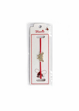 Bratara Martisor - Set 24 bratari martisor 12x3 cm snur rosu cu charm fluturas, cadou primavara