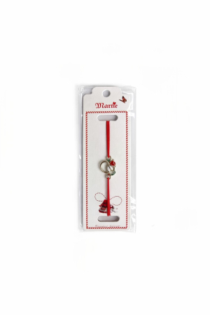 Bratara Martisor - Set 24 bratari martisor 12x3 cm snur rosu cu charm ghiocel, cadou primavara