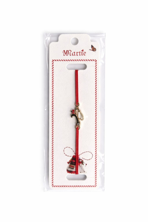 Bratara Martisor - Set 24 bratari martisor 12x3 cm snur rosu cu charmgargarita, cadou primavara