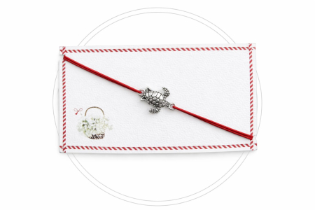 Bratara Martisor - Set 24 bratari martisor 8x5 cm snur rosu cu charm broasca testoasa, cadou primavara