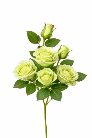 Flori Artificiale - Set 3 trandafiri si 2 boboci verde deschis, decorativi, artificiali, 45 de cm