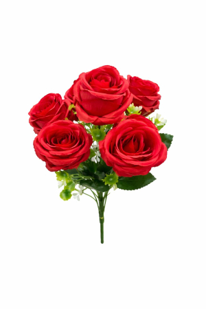 Idei de Cadouri - Set 5 trandafiri rosii, decorativi artificiali, 30 de cm