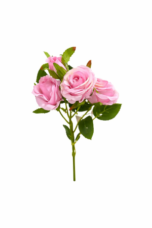 Flori Artificiale - Set 3 trandafiri si 2 boboci roz pudrat, decorativi artificiali, 45 de cm