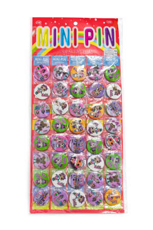 Martisoare - Set 40 insigne rotunde 3 cm cu personaje fashion, display 13x38 cm