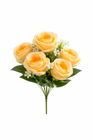 Idei de Cadouri - Set 5 trandafiri galbeni, decorativi artificiali, 30 de cm
