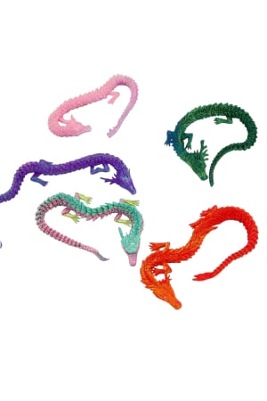 Jucarii antistres si senzoriale - Set 6 Dragoni Articulati Antistres – Jucarii Fidget 3D Flexibile, Culori Mix