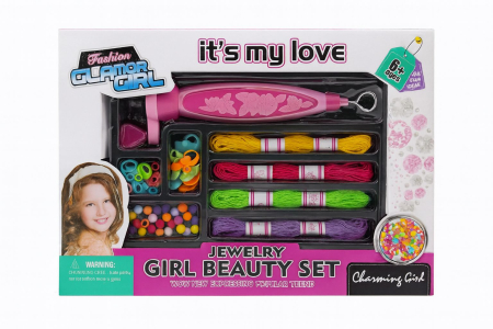 Jocuri si Jucarii - Set Creativ pentru Fetite – Realizare Bratari si Accesorii Fashion Glamor Girl, 29x21cm