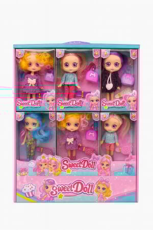 Papusi si accesorii - Set 6 Papusi Sweet Doll cu Accesorii Fashion – Papusi Colorate pentru Fetite 41x32cm(per set)