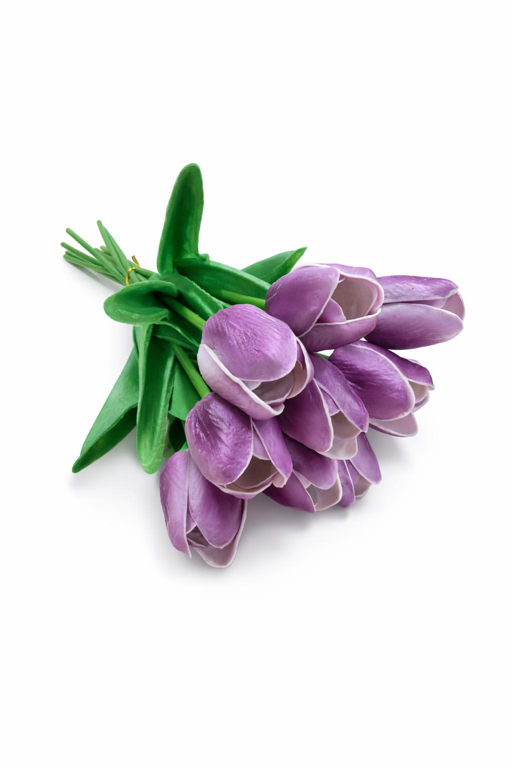 Set 10 lalele artificiale mov elegant soft touch fir individual 33cm [1]