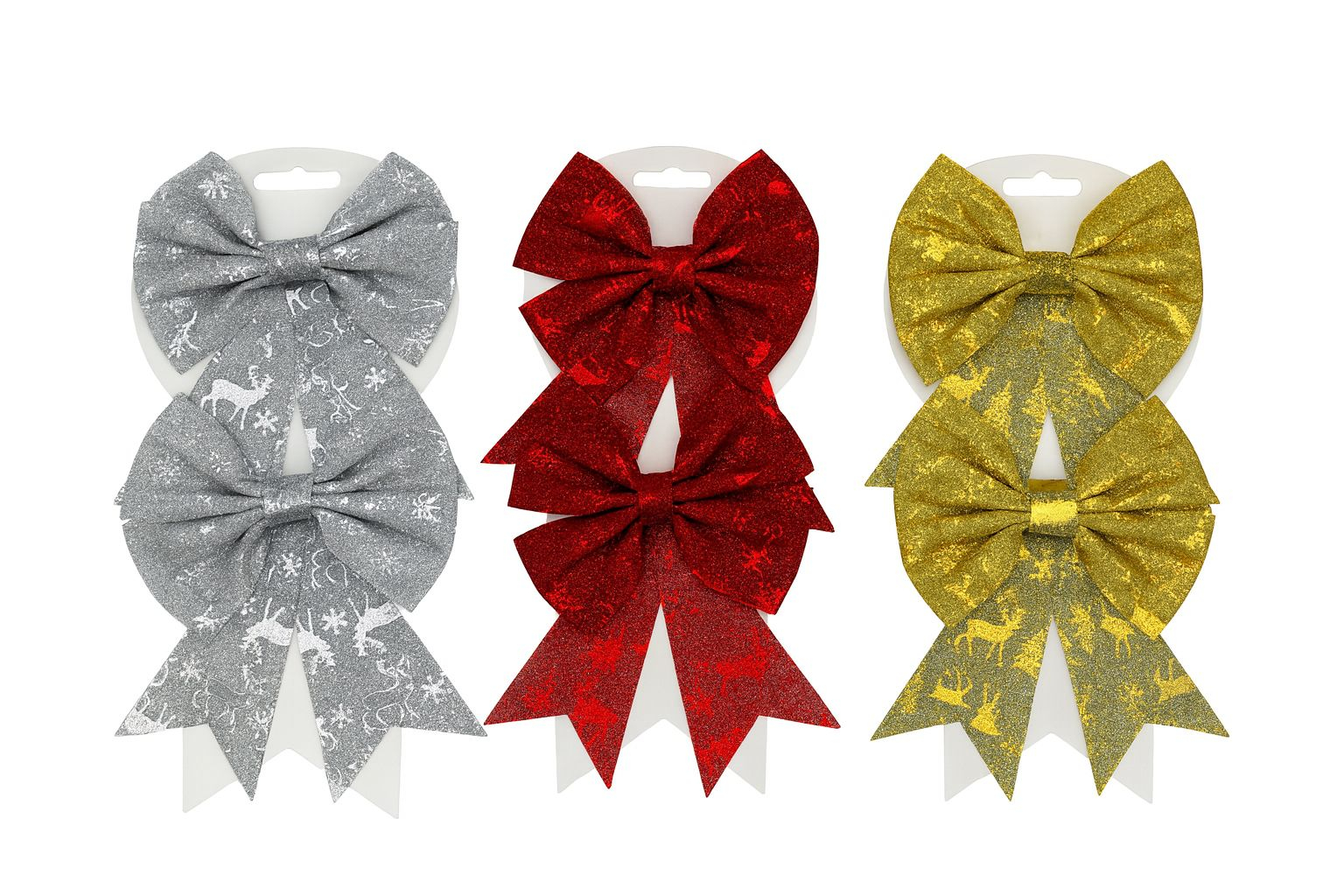 Set 2 funde decorative Craciun - model glitter - 3 culori, 18x13cm