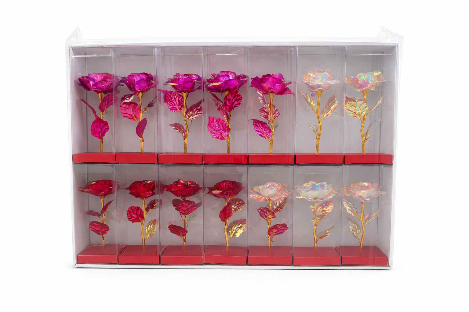 Set 14 flori artificiale cu LED si baterii incluse, ambalaj cadou, multicolor, 20 x 7 cm [1]